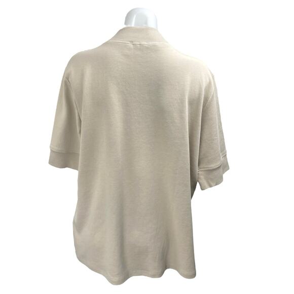 Zara Women's Cream Beige Knit Short Sleeve Mock Neck Shirt Sweater Top Size XL - Picture 2 of 4